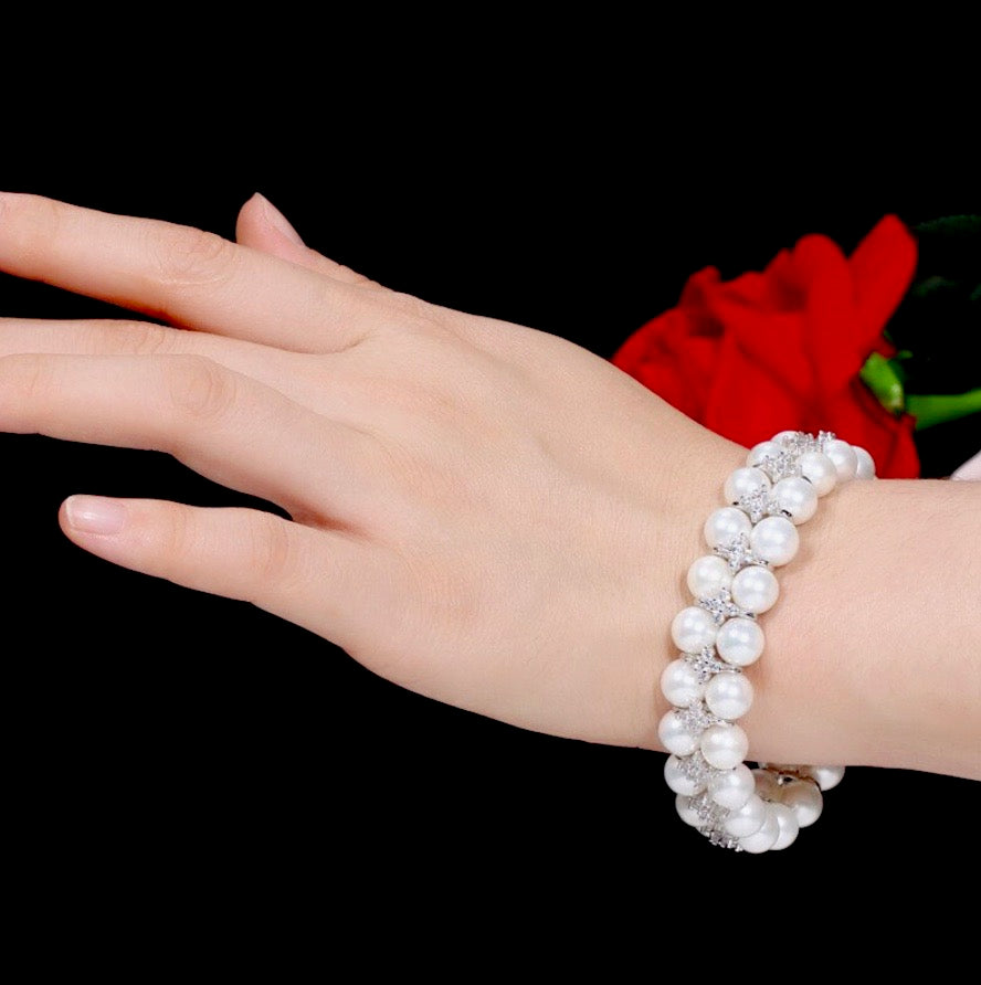 Katelyn - Pearl and Cubic Zirconia Bridal Bracelet