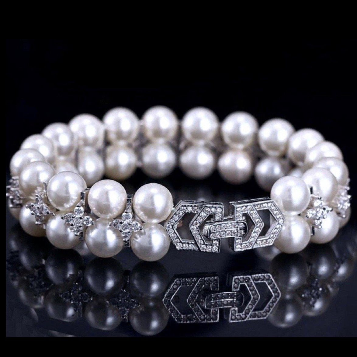 Katelyn - Pearl and Cubic Zirconia Bridal Bracelet