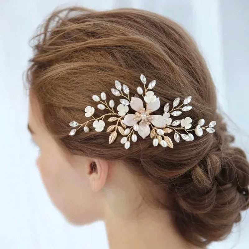 "Mimi" - Gold Pearl Bridal Hair Comb