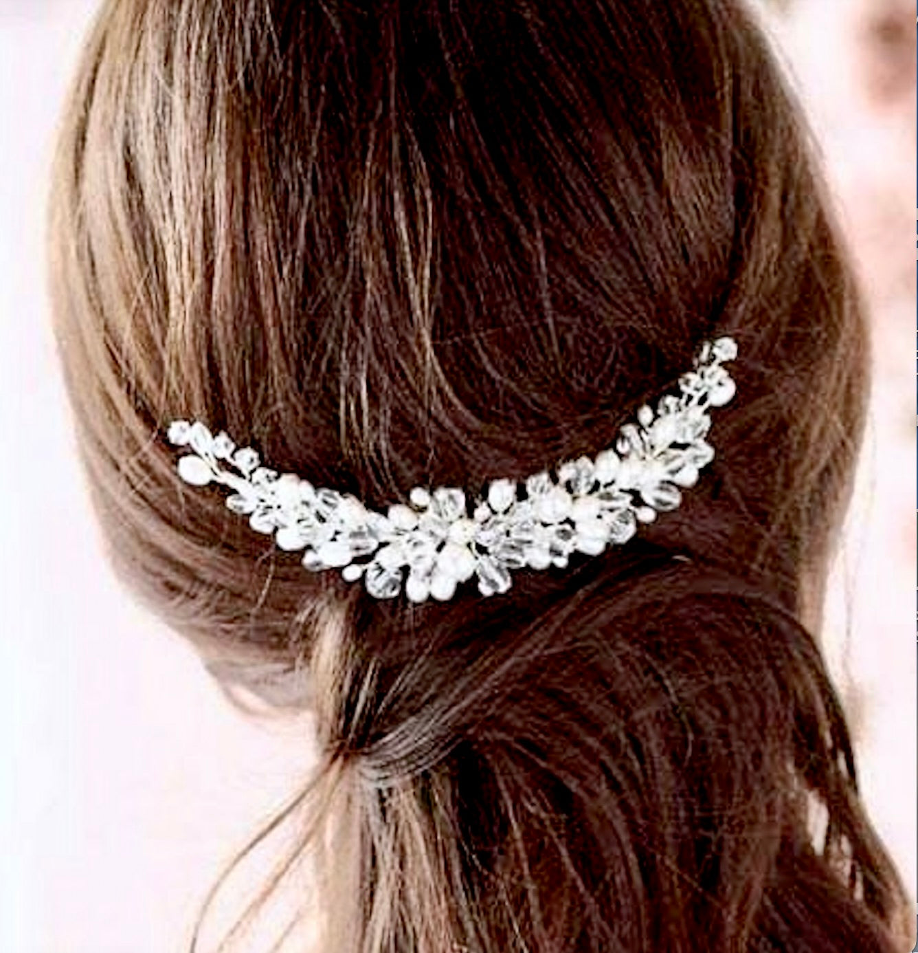 "Daliya" - Silver Natural Pearls Bridal Hair Comb