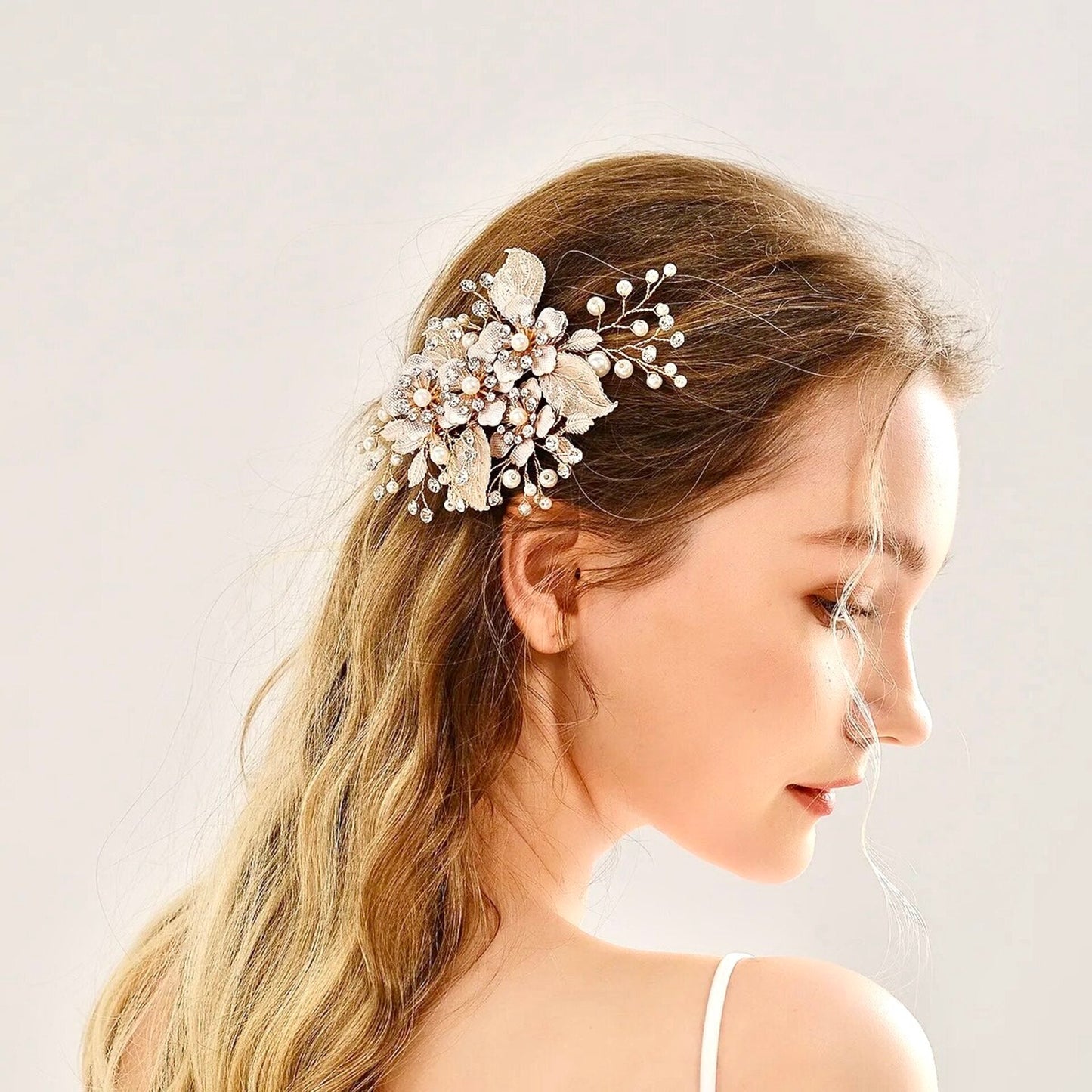 Logan - Gold Pearl Bridal Hair Clip