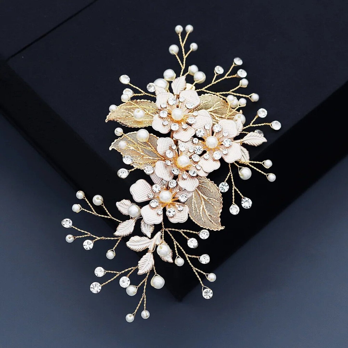 Logan - Gold Pearl Bridal Hair Clip