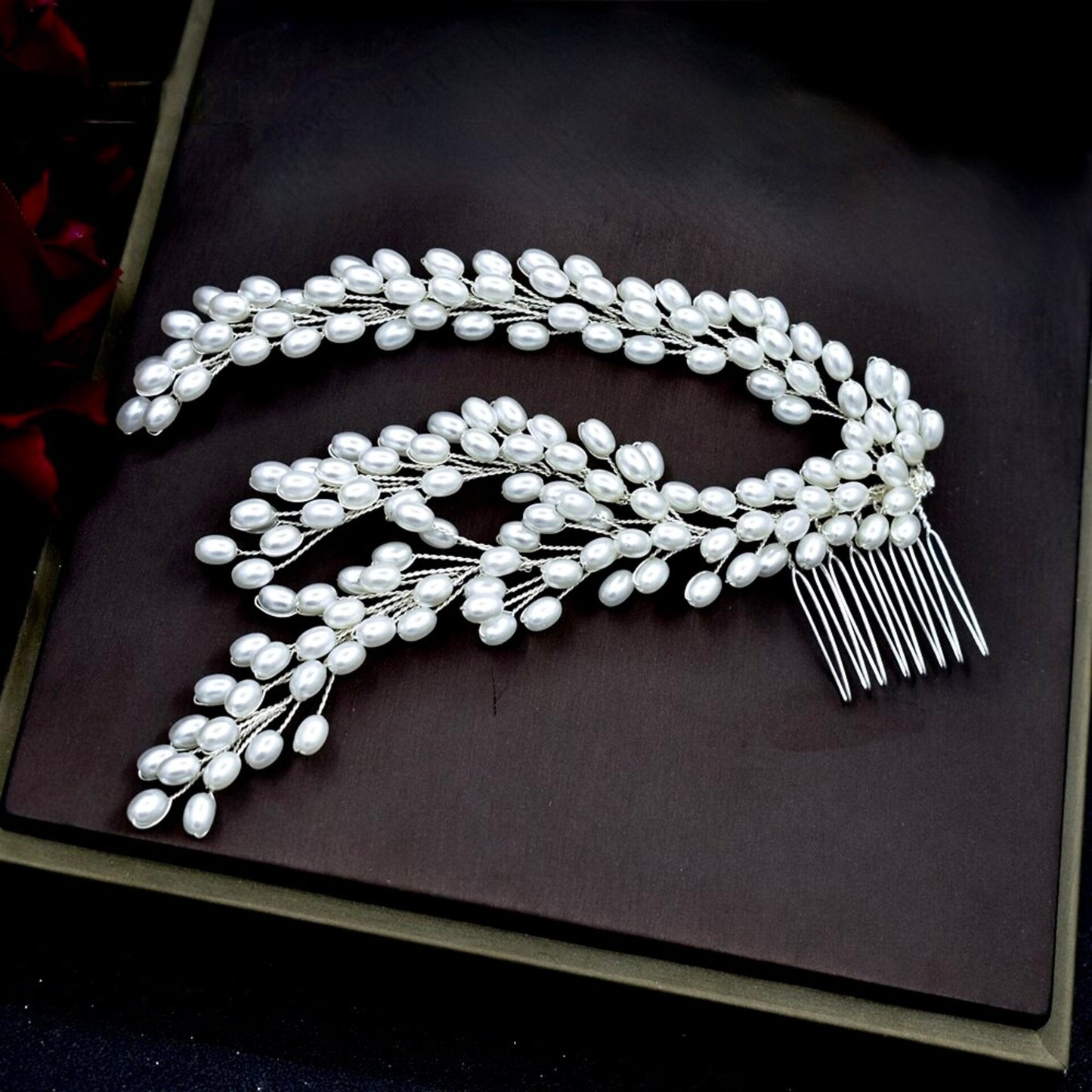 "Loretta" - Pearl Bridal Hair Comb / Vine