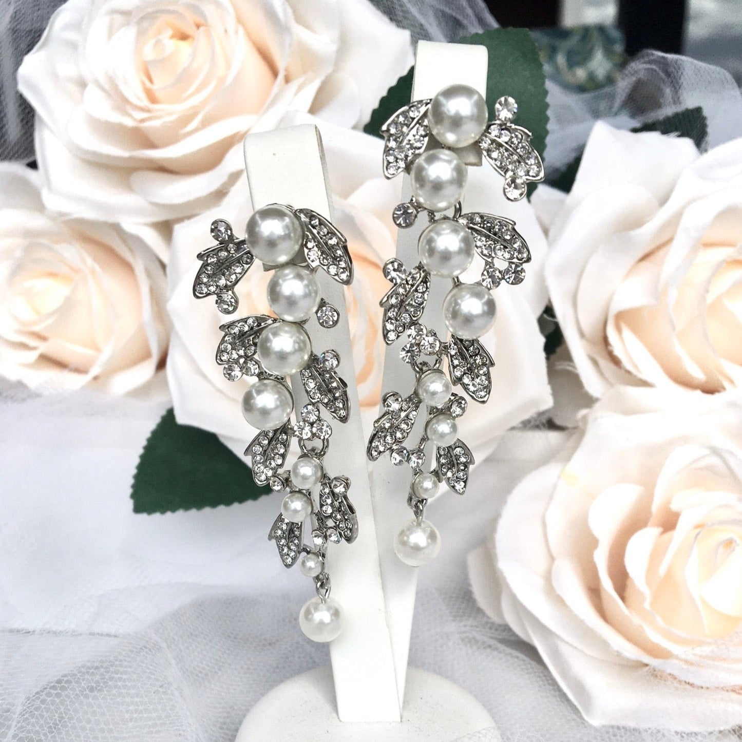 Sidra - Pearl Bridal Bracelet and Earrings Set