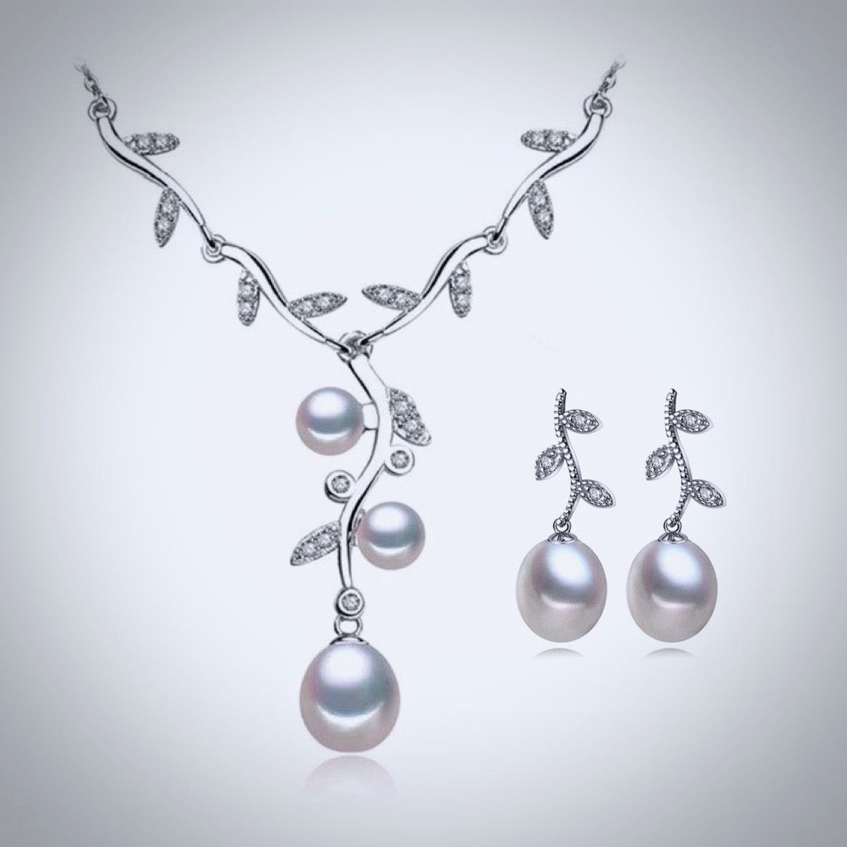 "Doreen" - Sterling Silver and Natural Pearl Bridal Jewelry Set