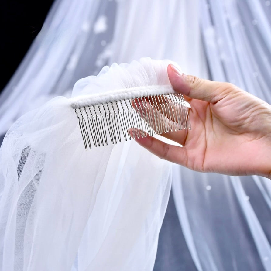 Auburn - Pearl Wedding Veil - Cathedral Length