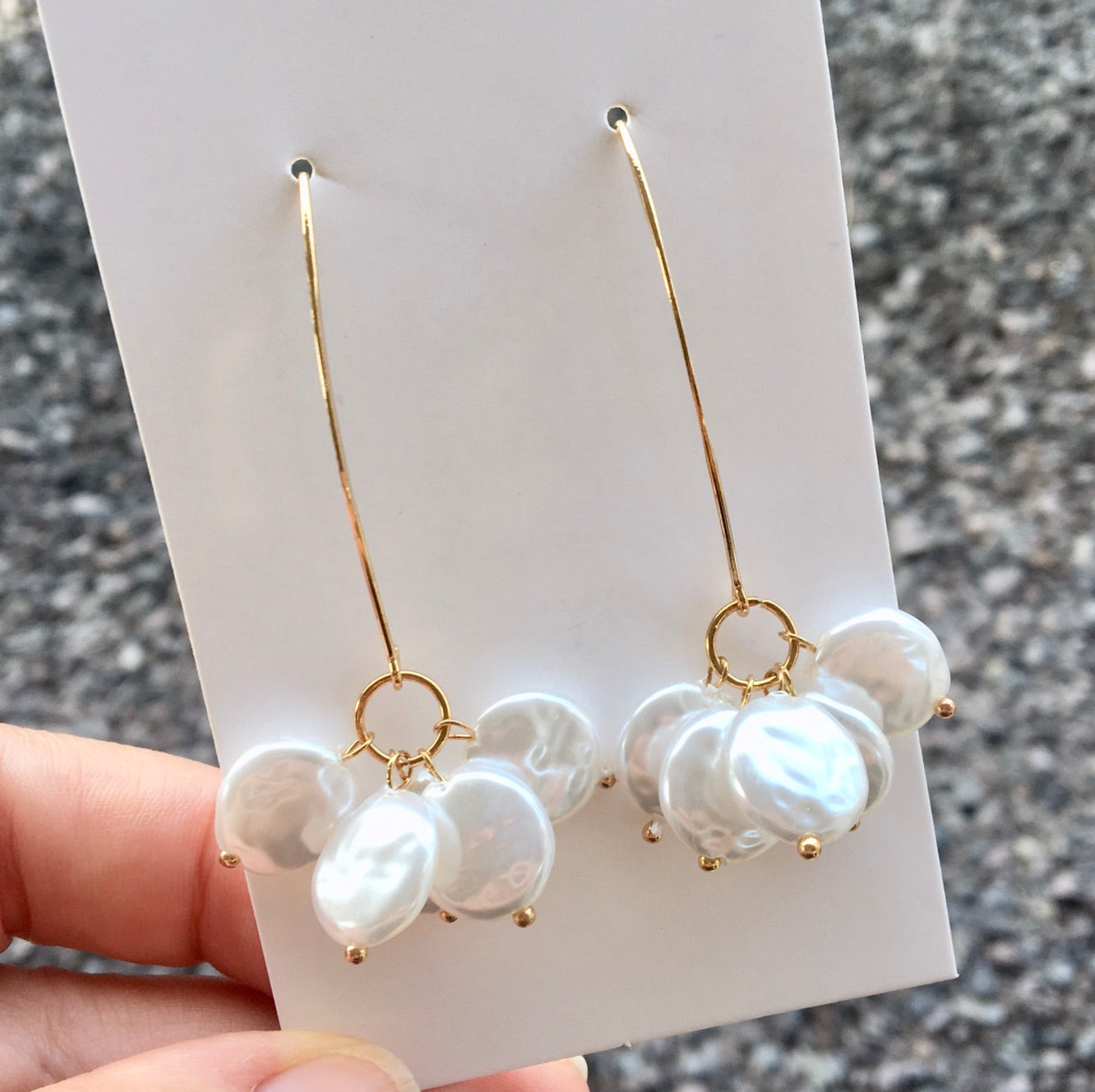 Gilda - Bohemian Gold Pearl Bridal Earrings