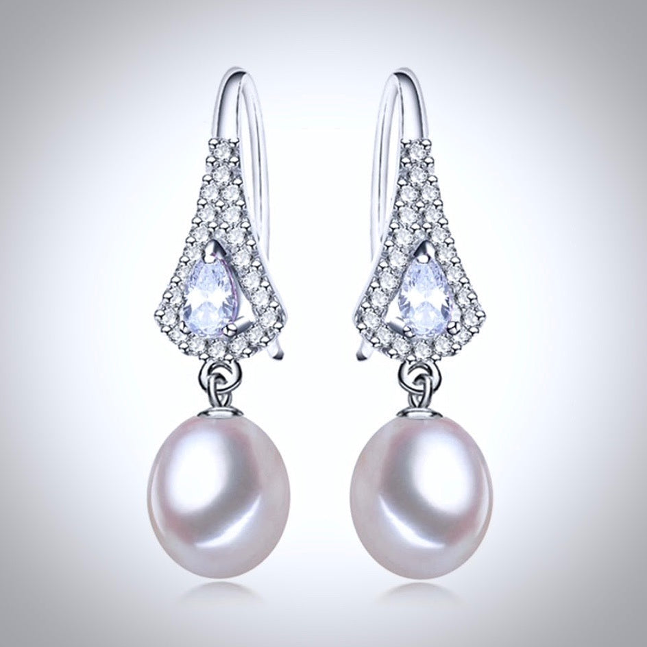 "Colleen" - Freshwater Pearl and Sterling Silver Bridal Earrings