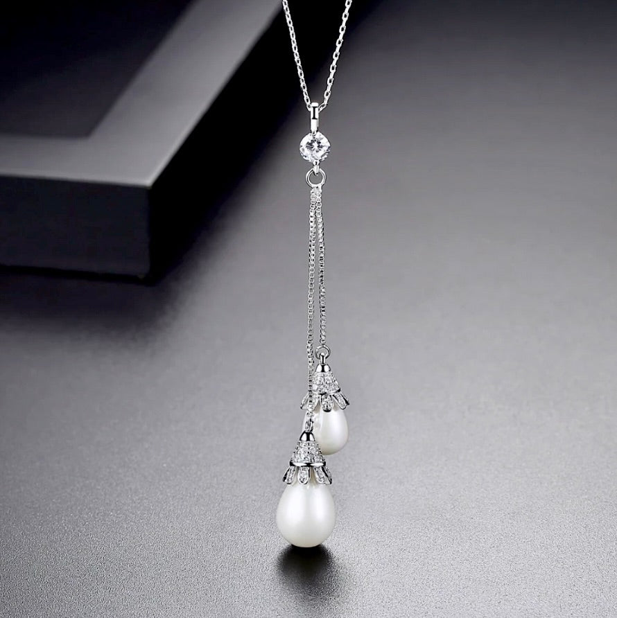 "Nevaeh" - Pearl and Cubic Zirconia Bridal Jewelry Set