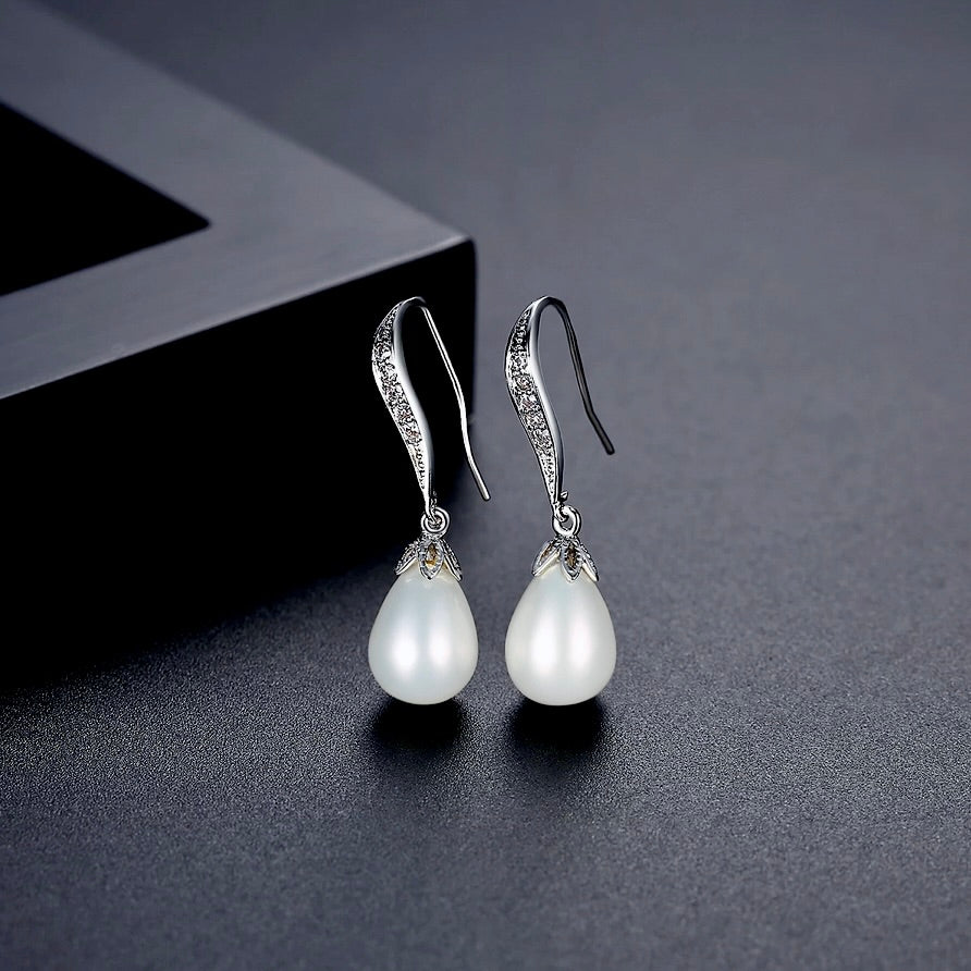 "Nevaeh" - Pearl and Cubic Zirconia Bridal Jewelry Set