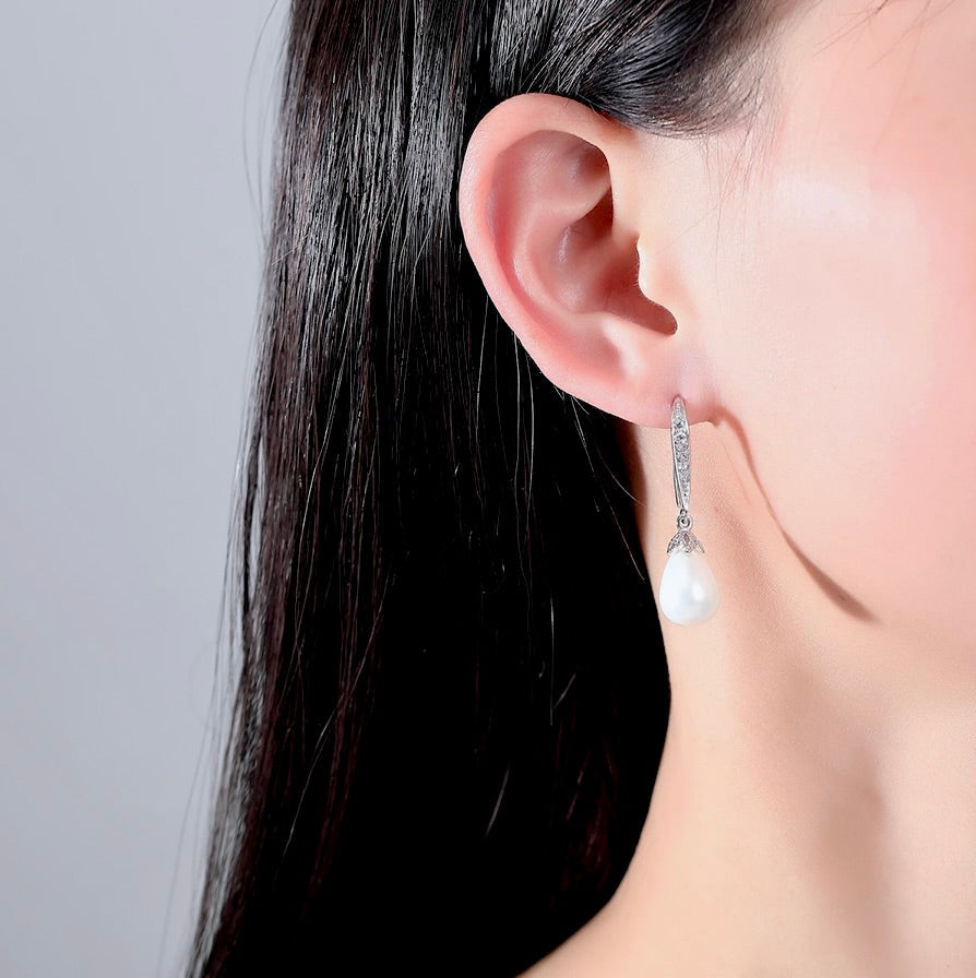 "Nevaeh" - Pearl and Cubic Zirconia Bridal Jewelry Set
