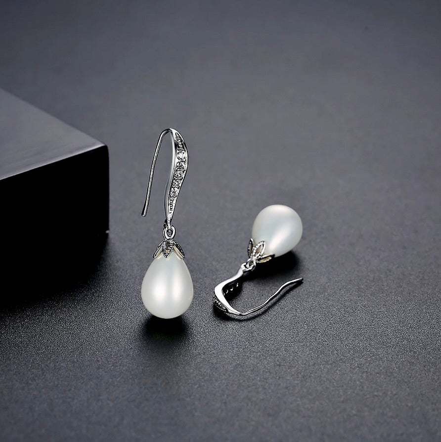 "Nevaeh" - Pearl and Cubic Zirconia Bridal Jewelry Set