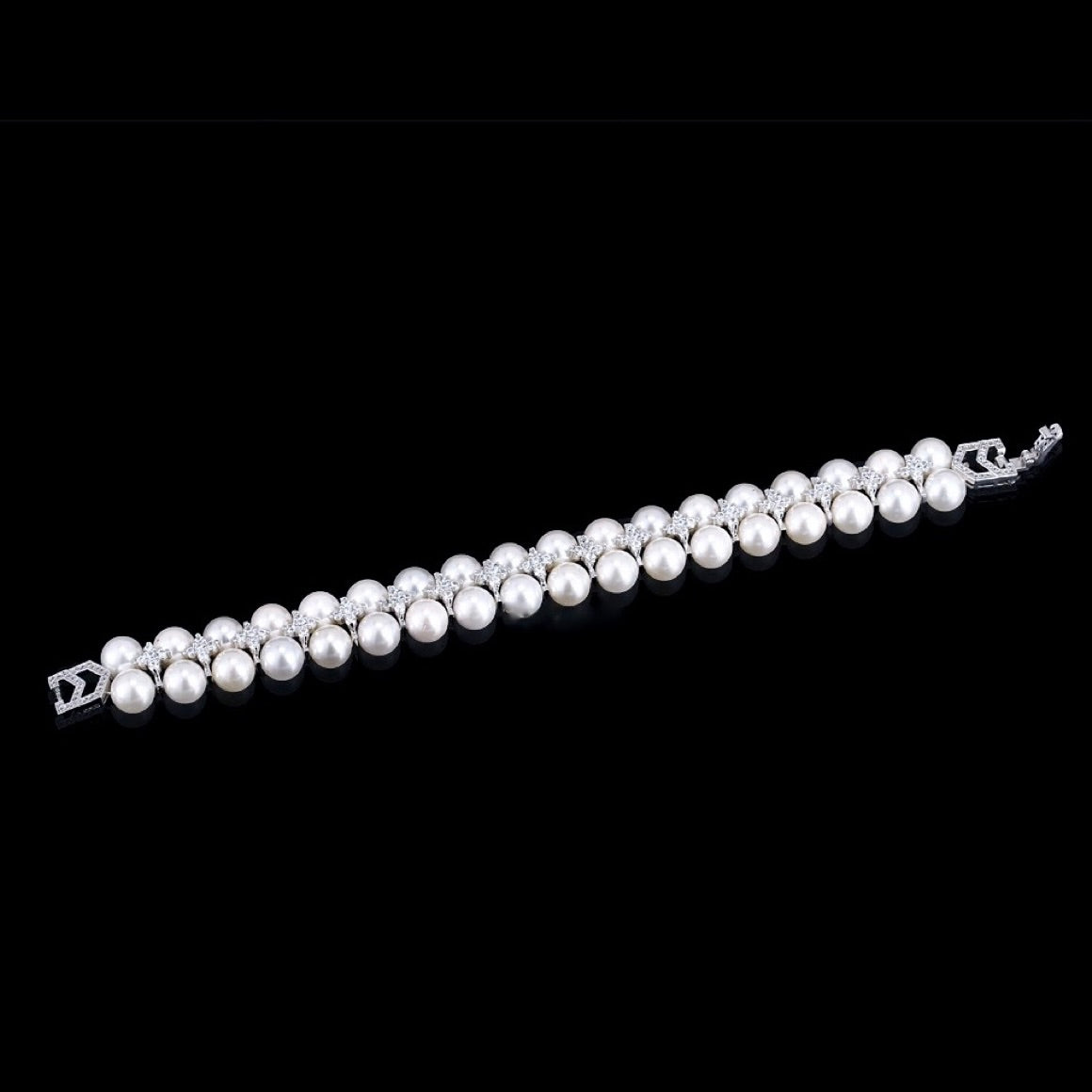 Katelyn - Pearl and Cubic Zirconia Bridal Bracelet
