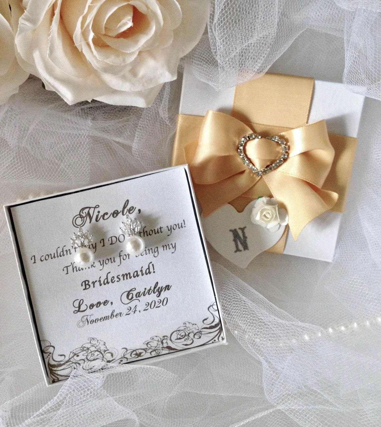 Catherine - Pearl and Cubic Zirconia Bridal Earrings