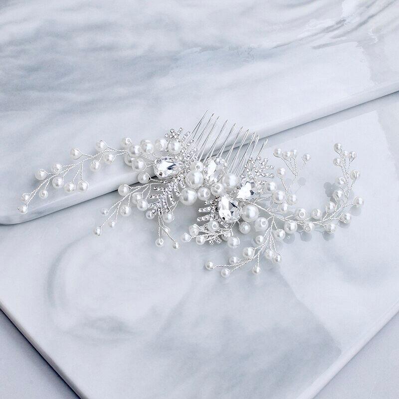 Astrid - Winter Pearl and Crystal Bridal Hair Comb
