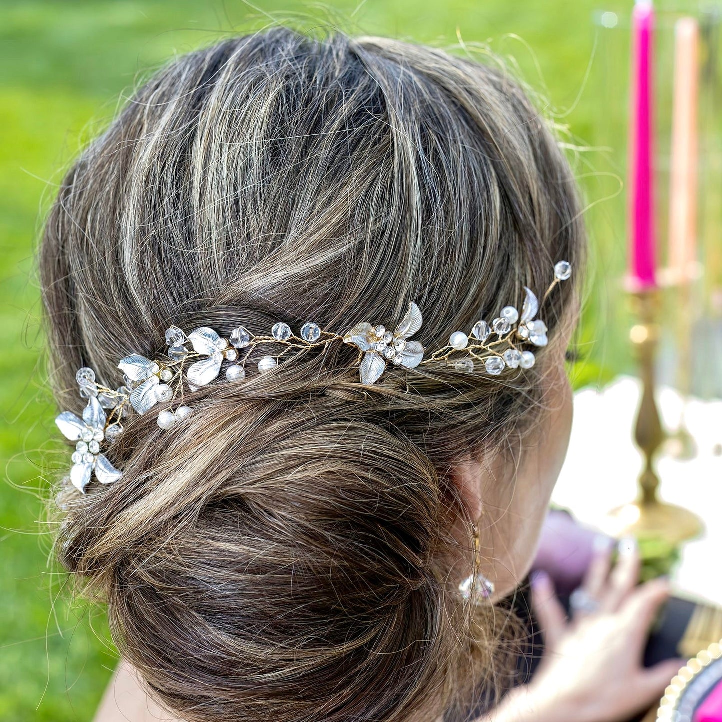Demi - Pearl and Crystal Bridal Headband / Hair Vine - Available in Yellow Gold, Silver and Rose Gold