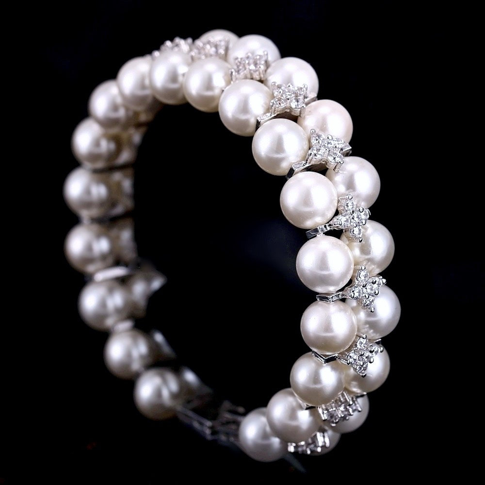 Katelyn - Pearl and Cubic Zirconia Bridal Bracelet