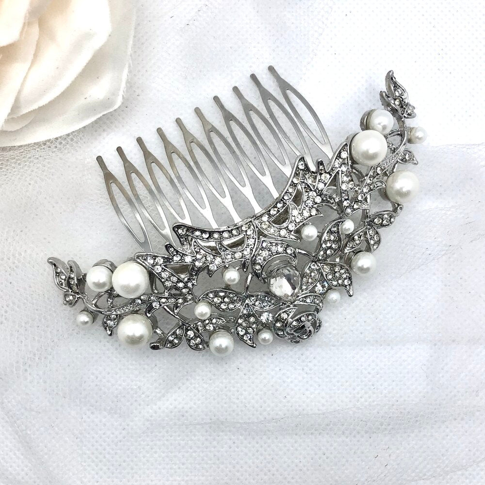 "Lorena" - Pearl and Crystal Bridal Hair Comb