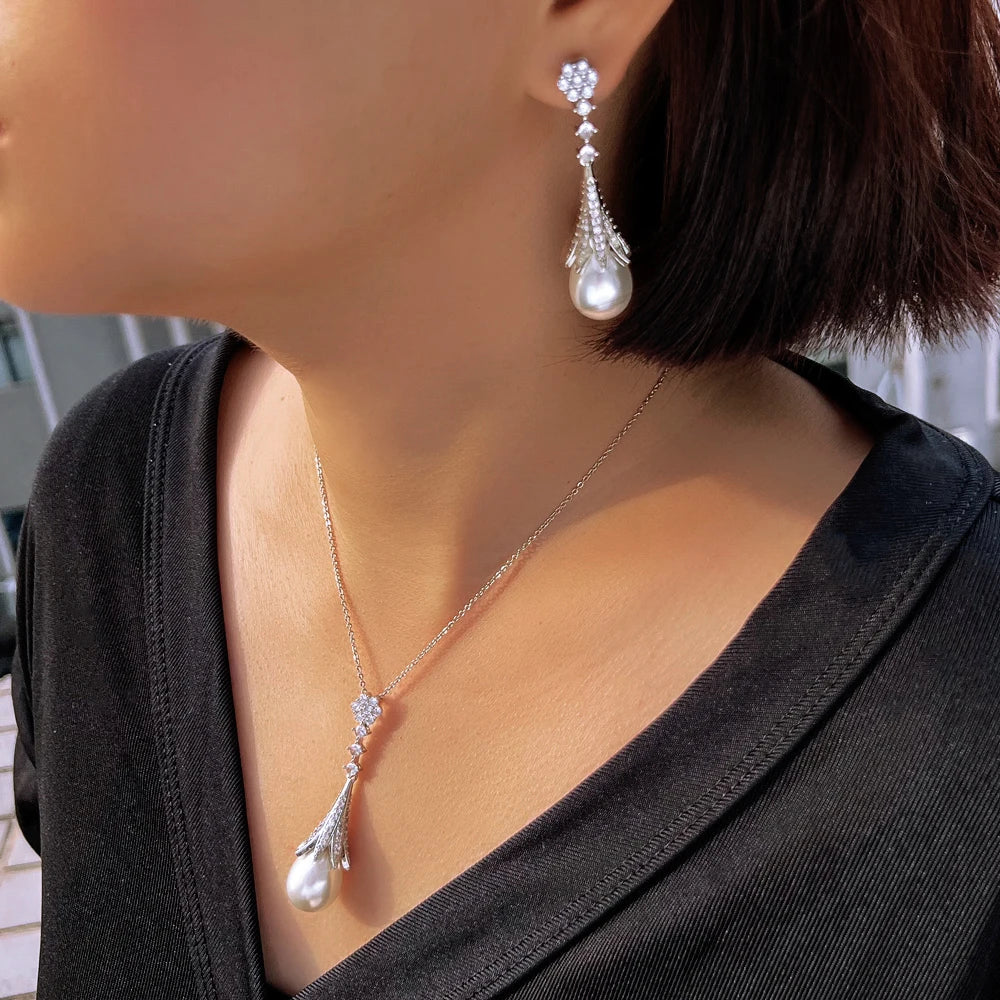 Anjou - Pearl and Cubic Zirconia Bridal Jewelry Set