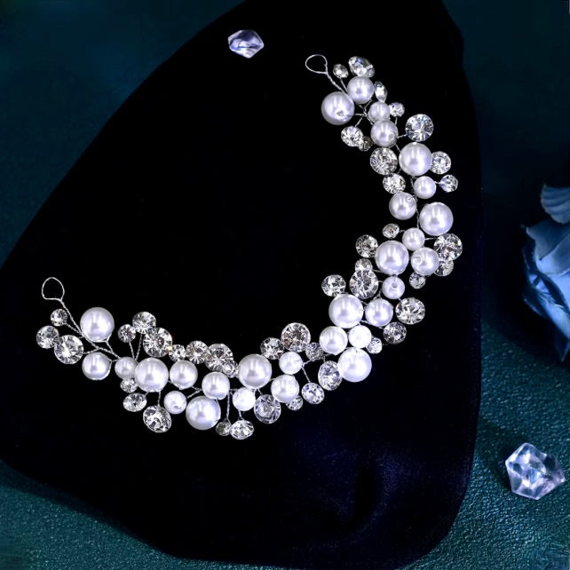 Harper - Pearl and Crystal Bridal Short Hair Vine