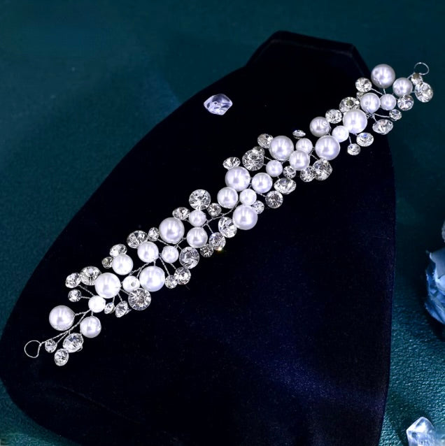 Harper - Pearl and Crystal Bridal Short Hair Vine