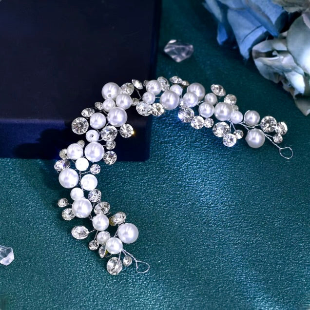 Harper - Pearl and Crystal Bridal Short Hair Vine