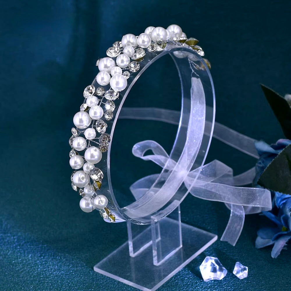 Harper - Pearl and Crystal Bridal Short Hair Vine