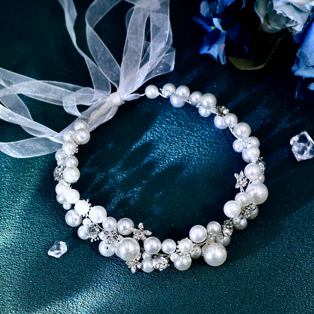 Saga - Pearl and Crystal Bridal Headband
