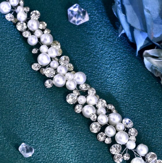 Harper - Pearl and Crystal Bridal Short Hair Vine