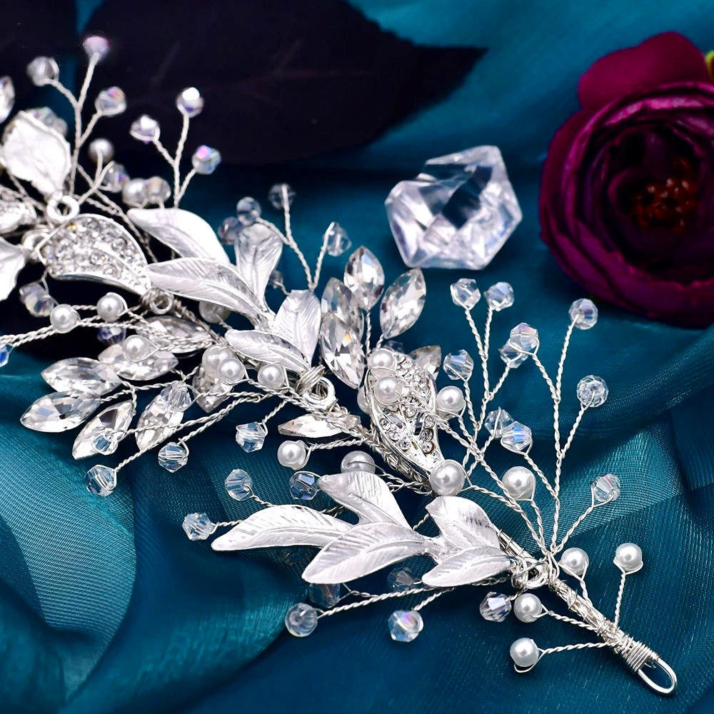 Avani - Pearl and Crystal Bridal Headband - Available in Silver and Gold