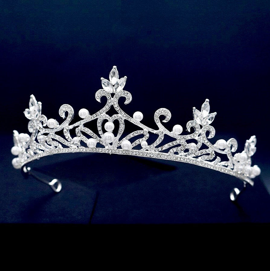 Theia - Pearl and Crystal Bridal Tiara