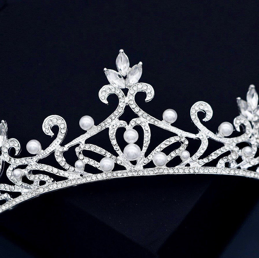 Theia - Pearl and Crystal Bridal Tiara