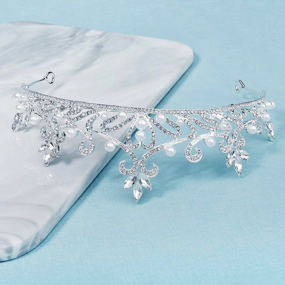 Theia - Pearl and Crystal Bridal Tiara