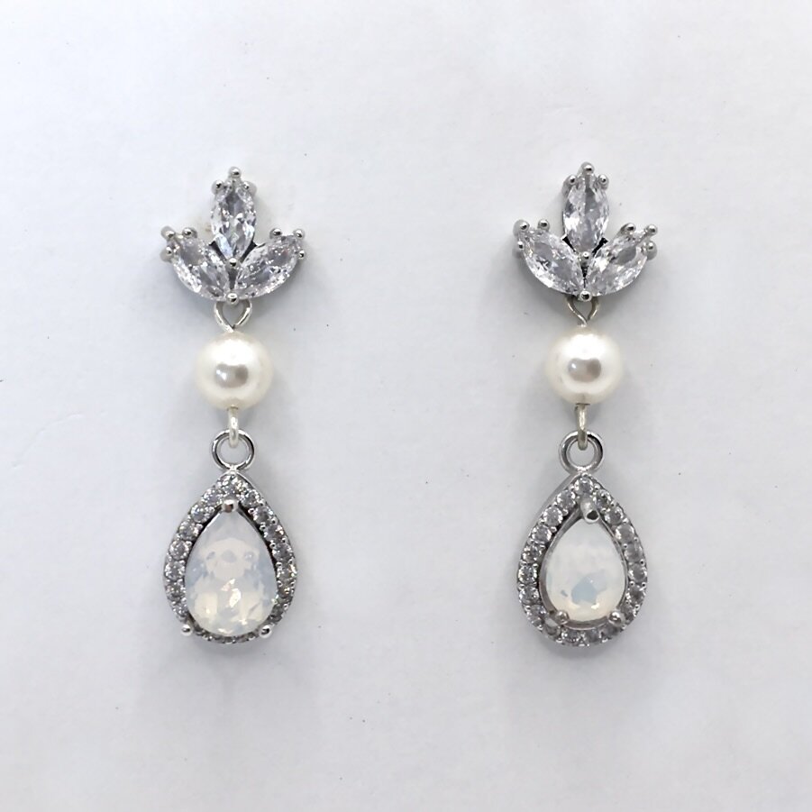 Keani - Pearl and Opal Bridal Earrings