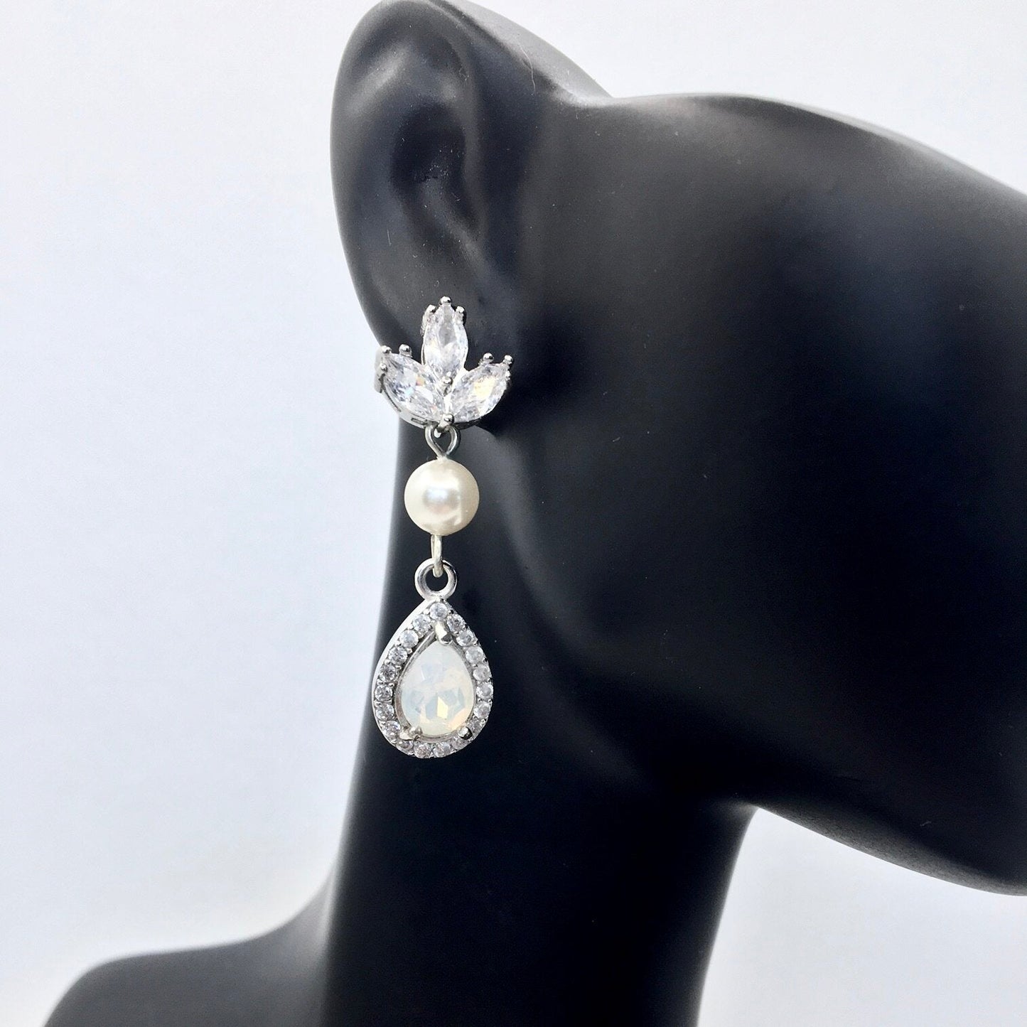 Keani - Pearl and Opal Bridal Earrings