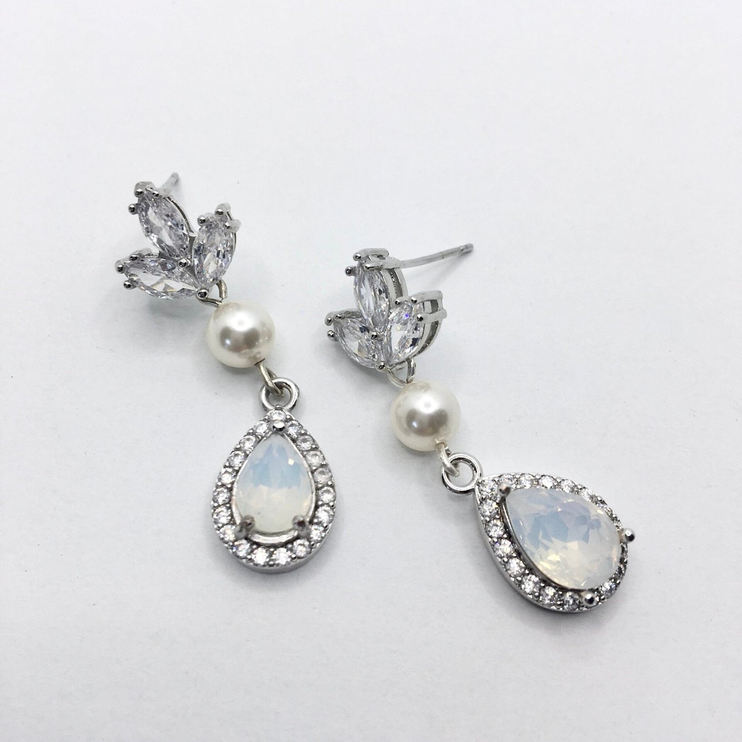 Keani - Pearl and Opal Bridal Earrings