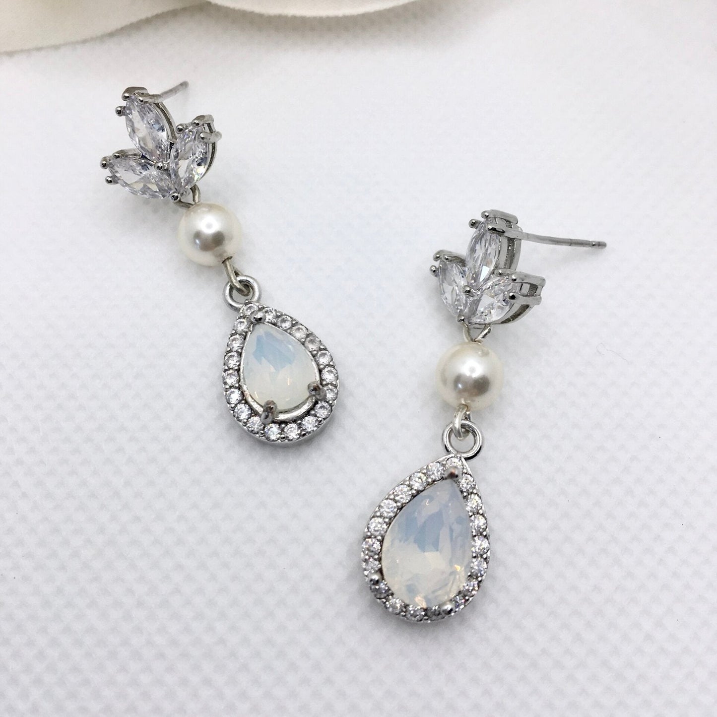 Keani - Pearl and Opal Bridal Earrings