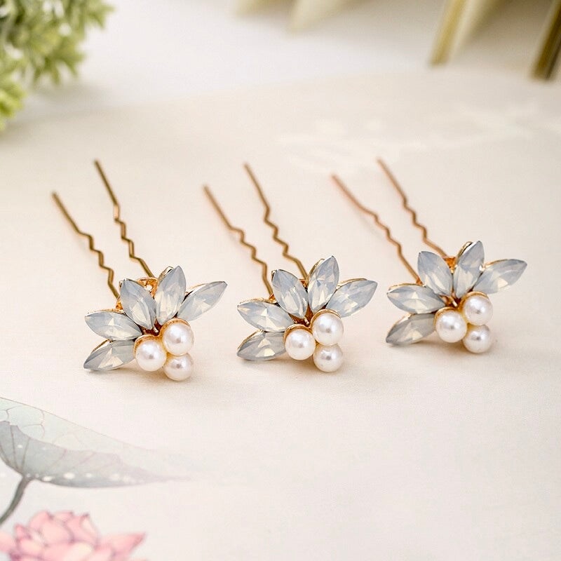 Carlyn - Pearl and Opal Bridal Hair Pins