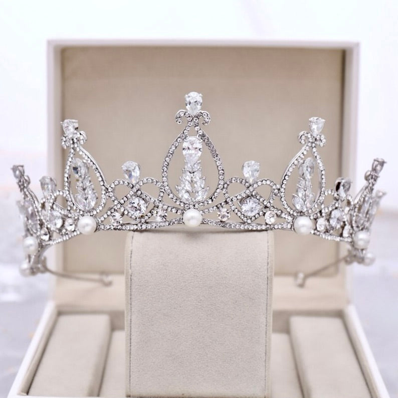 "Wren" - Wedding Pearl and Rhinestone Tiara