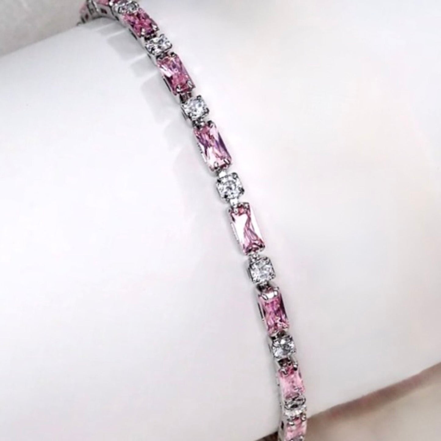 Lera - Pink Cubic Zirconia Bridal Bracelet