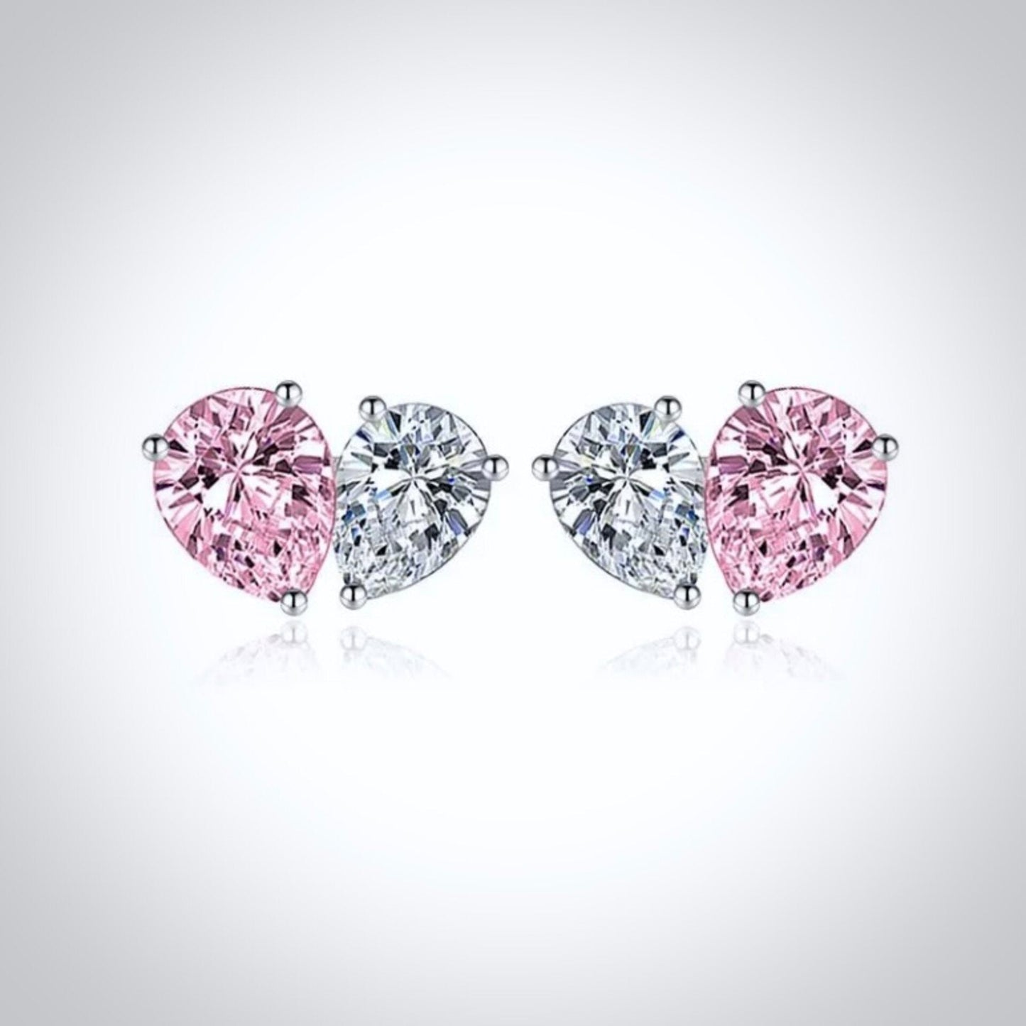 "Rosalynn" - Pink Cubic Zirconia Heart Bridal Jewelry Set