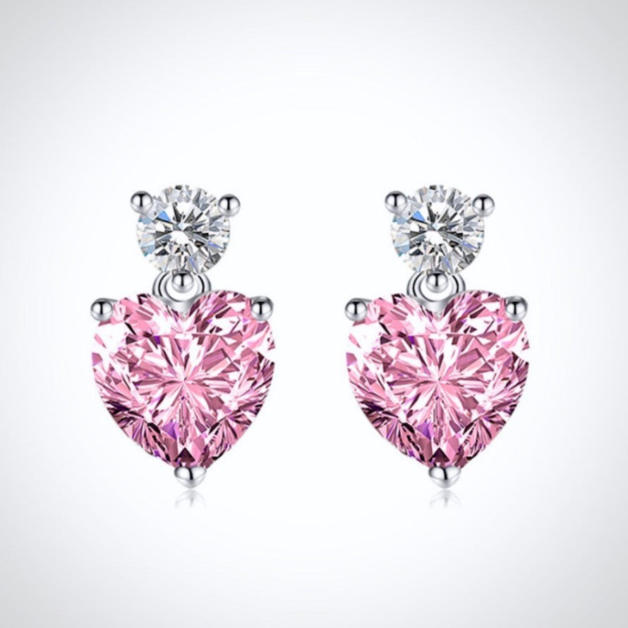 "Lovella" - Pink Cubic Zirconia Heart Bridal Jewelry Set