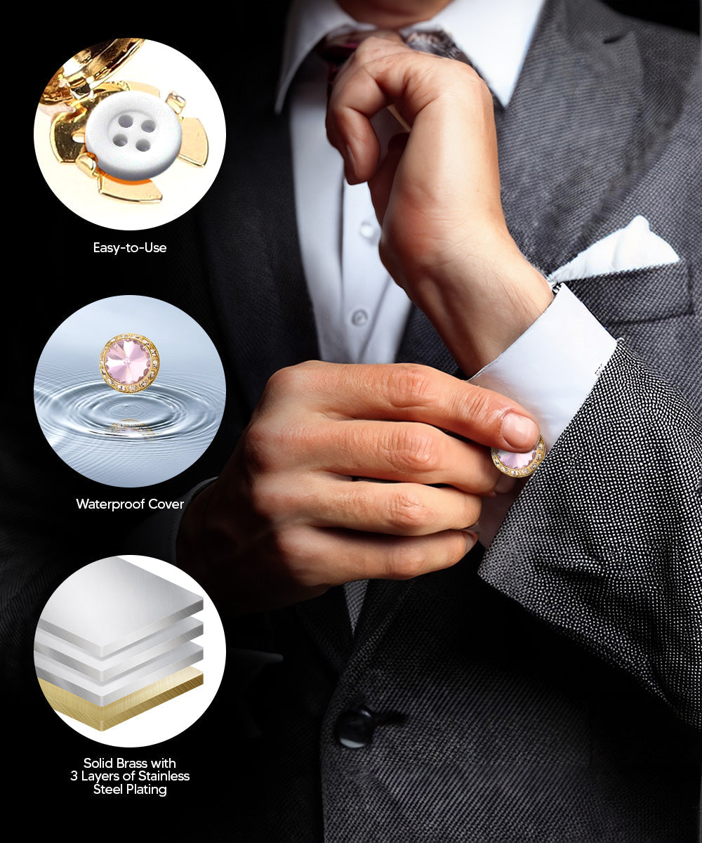 Vittorio Vico Men's Crystal Colorstone Button Cover
