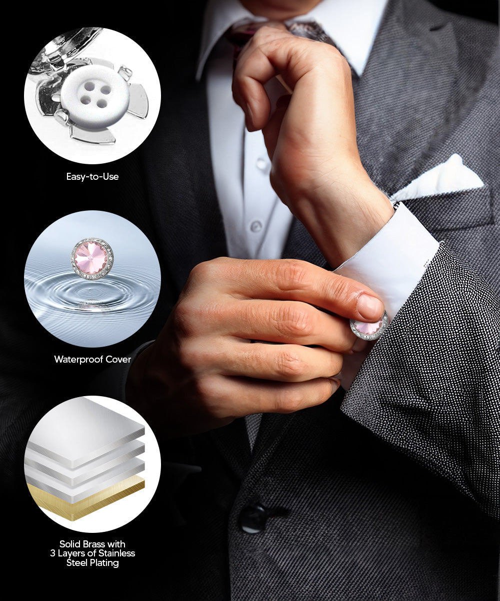 Vittorio Vico Men's Crystal Colorstone Button Cover