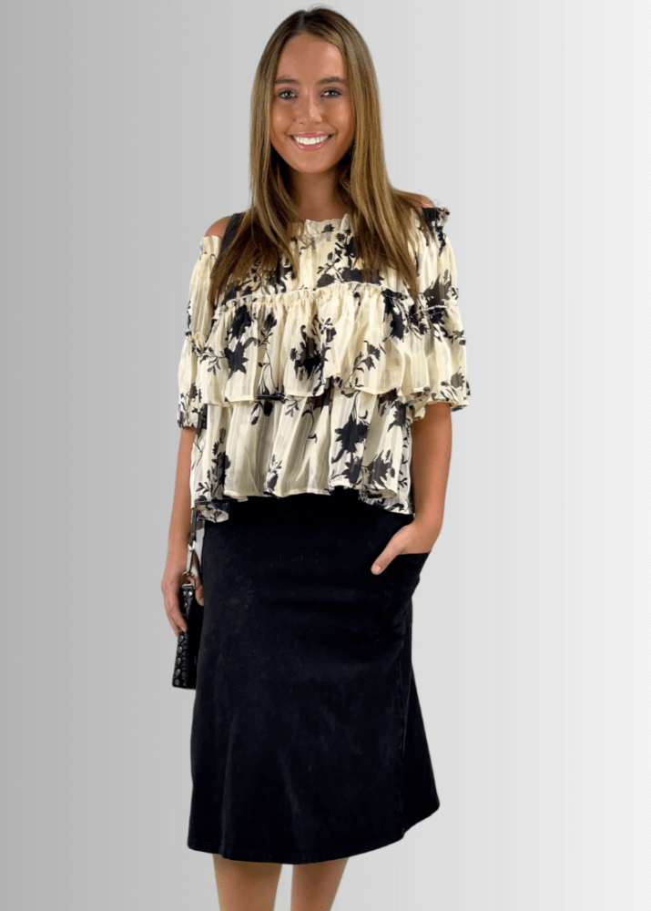 Alyssa Very Versatile Cotton Skirt in Dark Denim