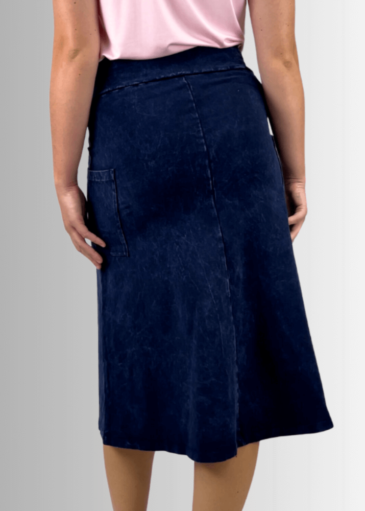 Alyssa Very Versatile Cotton Skirt in Dark Denim