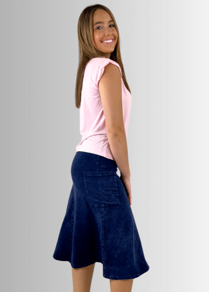 Alyssa Very Versatile Cotton Skirt Light Denim
