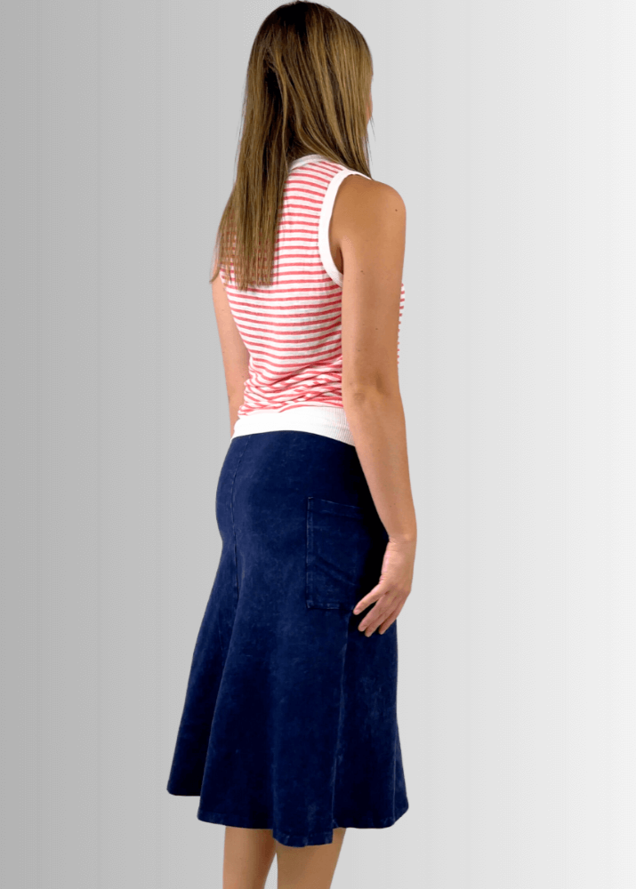 Alyssa Very Versatile Cotton Skirt in Dark Denim