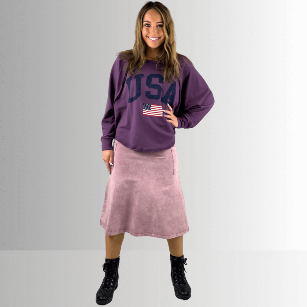 Alyssa Very Versatile Cotton Skirt Pink Denim