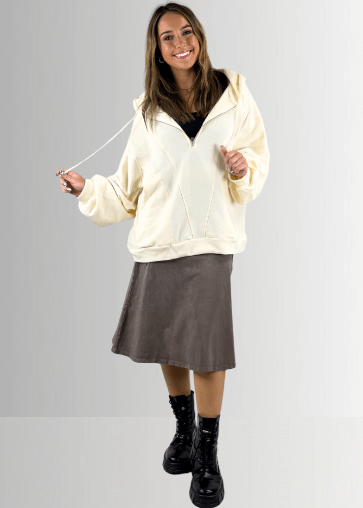 Alyssa Very Versatile Cotton Skirt in Dark Denim